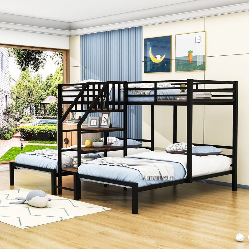 Afshah Twin over Twin & Twin Triple / Quad Bunk Bed by Isabelle & Max™, Black