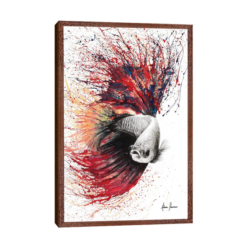 Heart Of Flames by Ashvin Harrison - Print on Canvas, Classic Brown Wood Framed, 101.6 cm H x 66.04 cm W