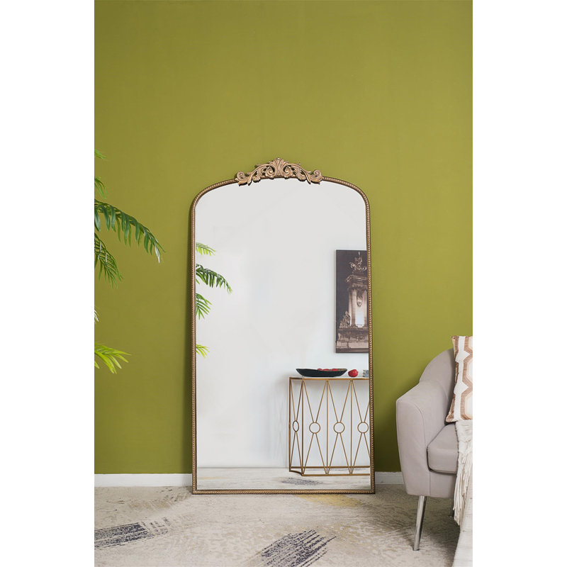 66" X 36" Full Length Mirror, Arched Mirror Hanging Or Leaning Against Wall, Large Gold Mirror For Living Room, Gold
