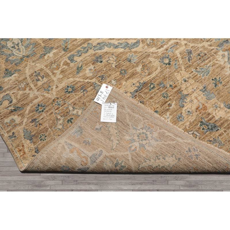 Tapis traditionnel brun en laine noué à la main 8 pi x 10 pi Khyber