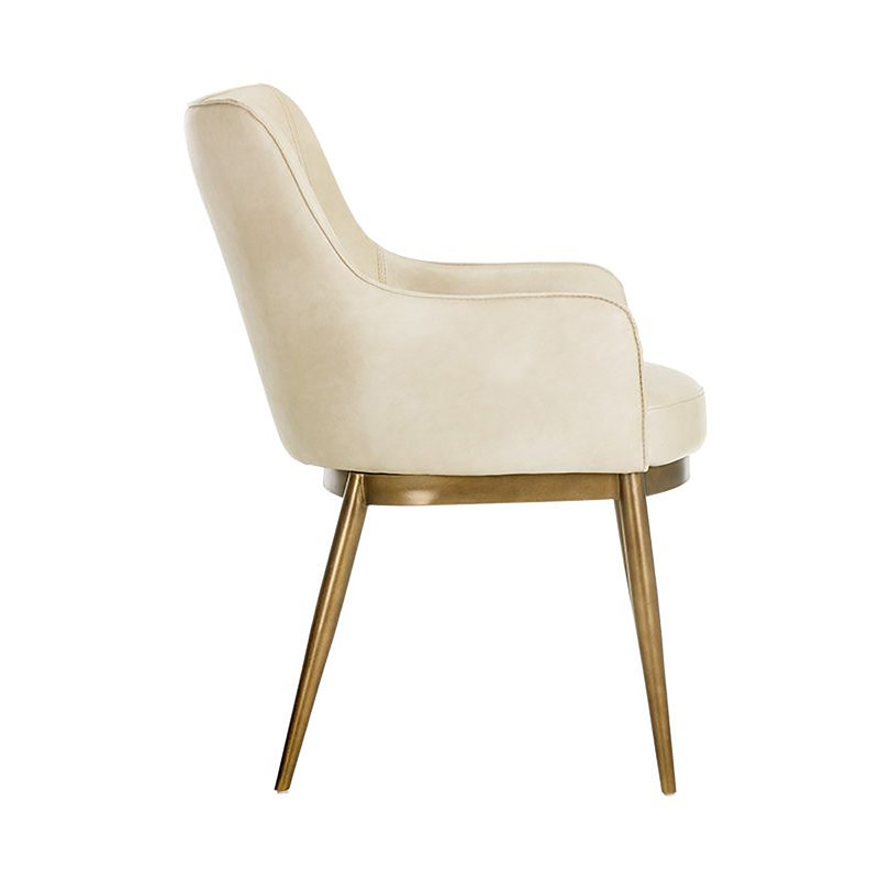 Irongate Upholstered Arm Chair, Gold, Cream Performance Basketweave