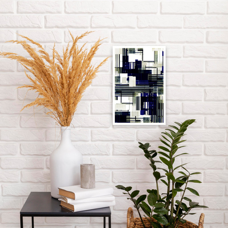 «Cybernetic Blueprint 1 Abstract Contemporary Geometric Architecture», art mural, H 18 po x l 12 po