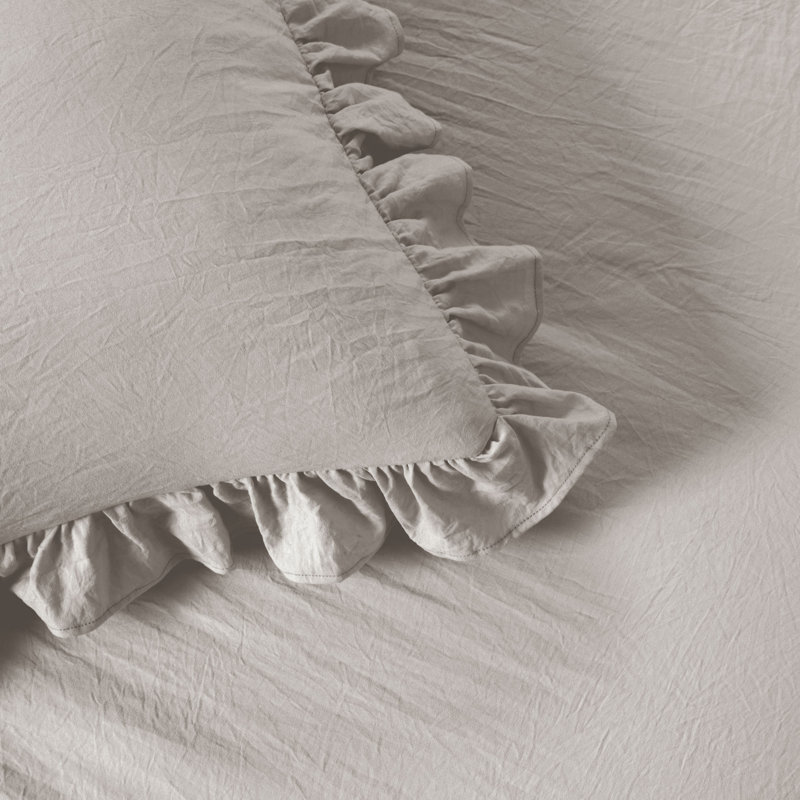 Reyna Microfiber Ruffle Skirt Bedspread Set, Gray, California King Bedspread  + 2 Cal King Shams