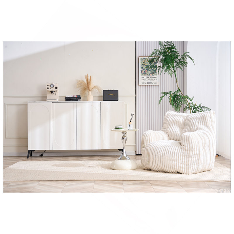 Fauteuil à billes 010-Soft Velvetoy, Tissu beige