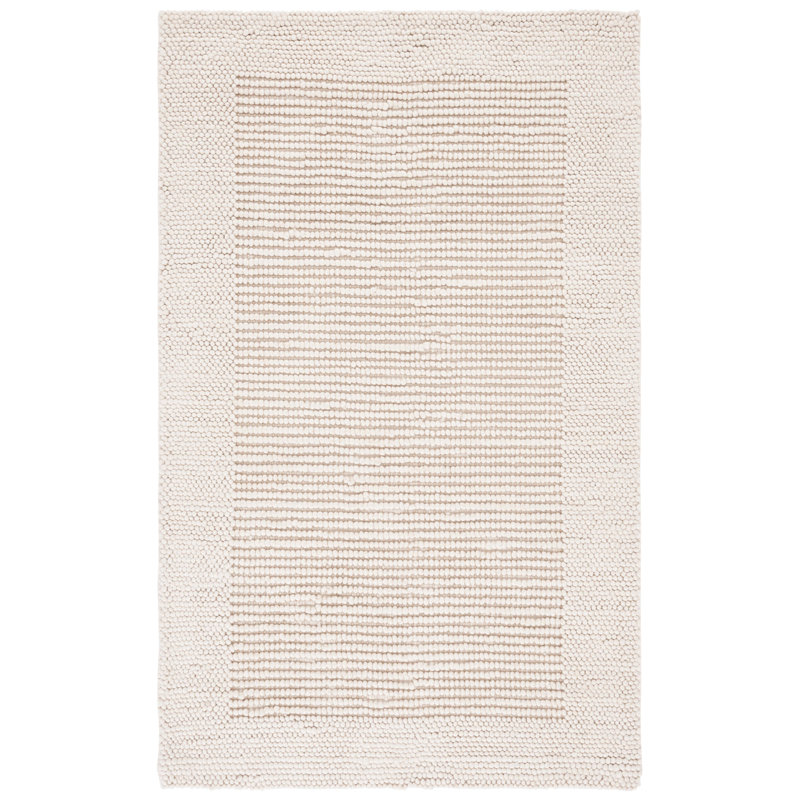 Tapis en laine / coton tissé à la main Burdick en ivoire / beige, Rectangulaire 3 pi x 5 pi