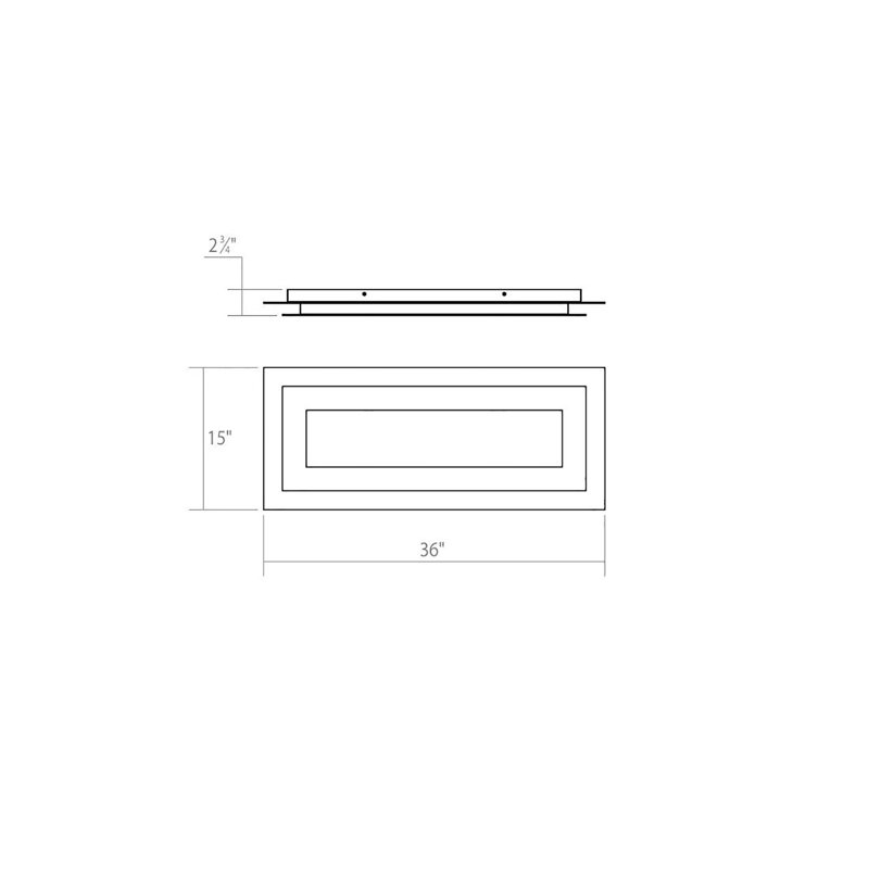 Offset LED Flush Mount, 2.75" H x 36" W x 15" D