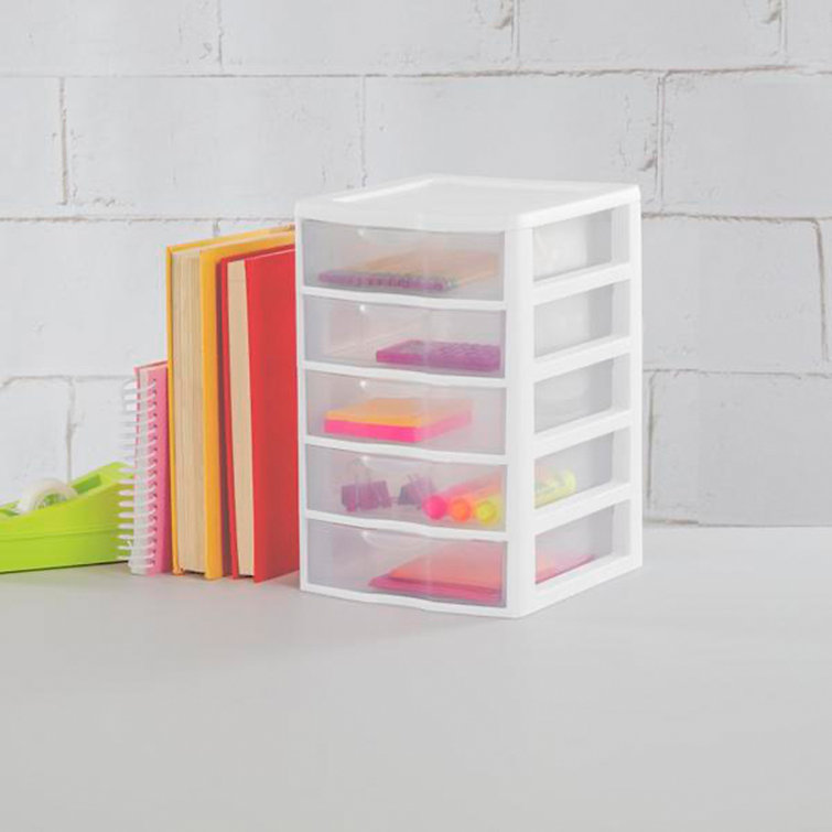 Small plastic desktop organizer with 4 drawers