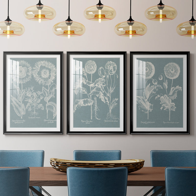 Besler Poppies I - Impression personnalisée de qualité supérieure avec cadre - 3 pièces, H 21 po x l 30 po