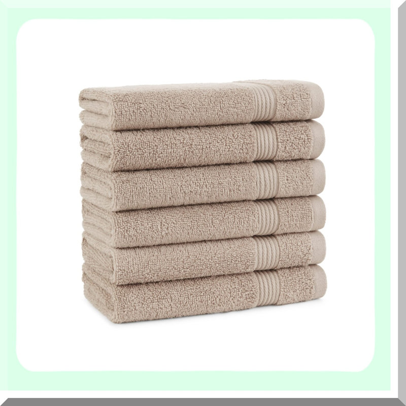 PureComfort 100% Cotton Luxury Hand Towels - 600 GSM Soft & Quick-Drying, Pack of 6, Latte Beige - Ideal for Beach Houses, Hotels, and Rentals