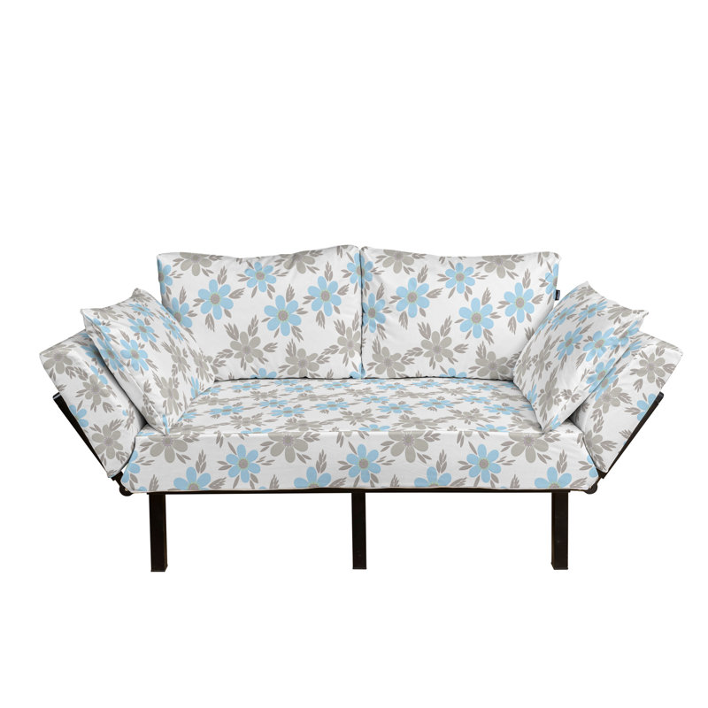 Divan-lit Ambesonne, Polyester floral bleu pâle / blanc