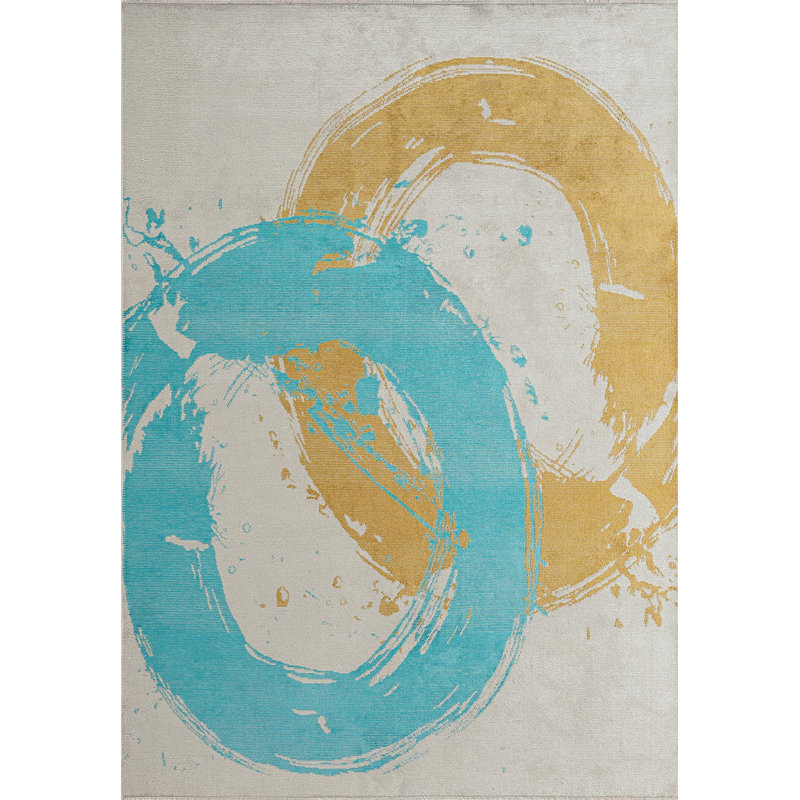 Modern Abstract Art Paint Splash, Rectangle 6'7" x 8'3"