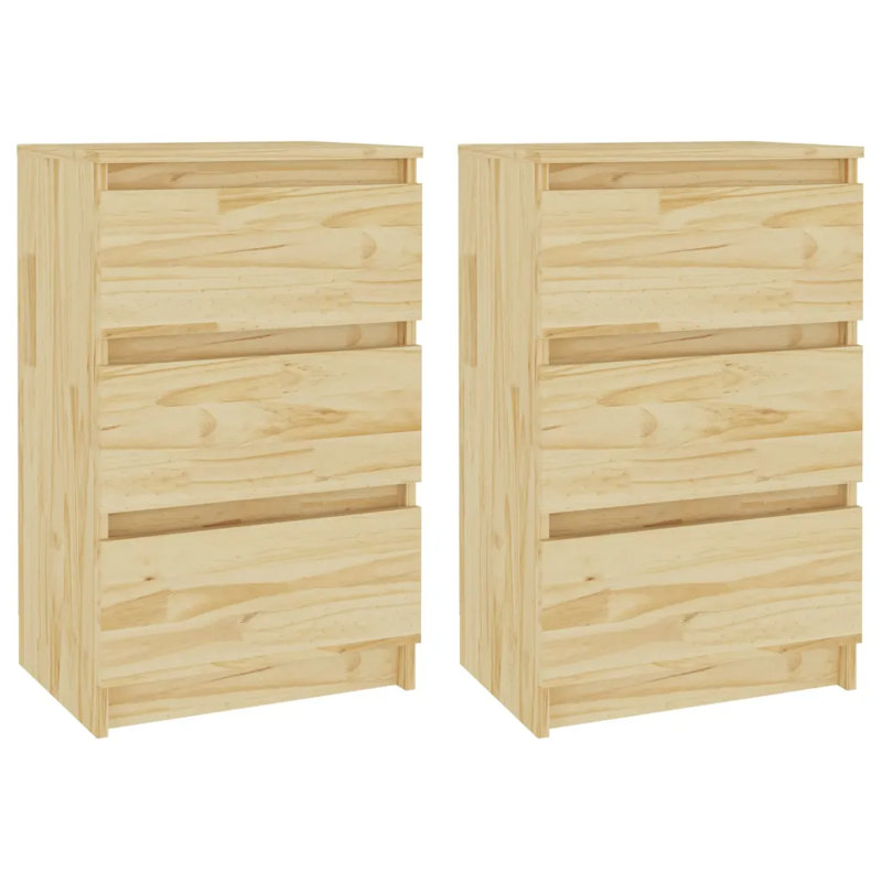Goldmon 40cm W Solid Wood Bedside Table, Oak