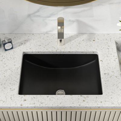  21" L x 14" W Rectangular Ceramic Undermount Bathroom Sink with Overflow