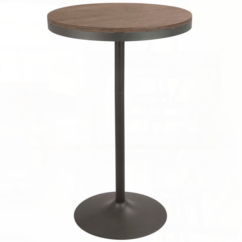 Table de bar / coin-repas réglable de style industriel en brun, H 43 po x L 27 po x l 27 po, Brun / Noir