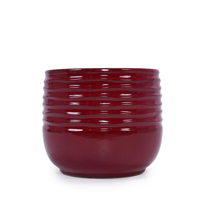 3 Pieces Bean Paste Red Planter, Ceramic Material, All-Weather Durability, Versatile Placement, 14.63" X 12.2", 42.1 Lbs Flowerpot, Modern Planter For Patio, Garden, Windowsills - Frost-, Heat-,