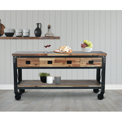 72'' Solid Wood Top Console Table