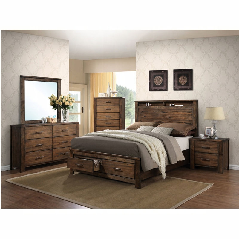 Table de chevet pour chambre à coucher, 2 tiroirs, table de chevet au fini chêne