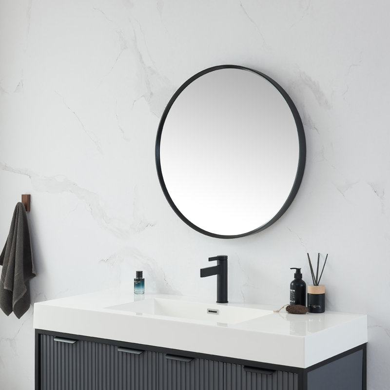 Miroir mural Kaliea, 28 po x 28 po, Noir brossé