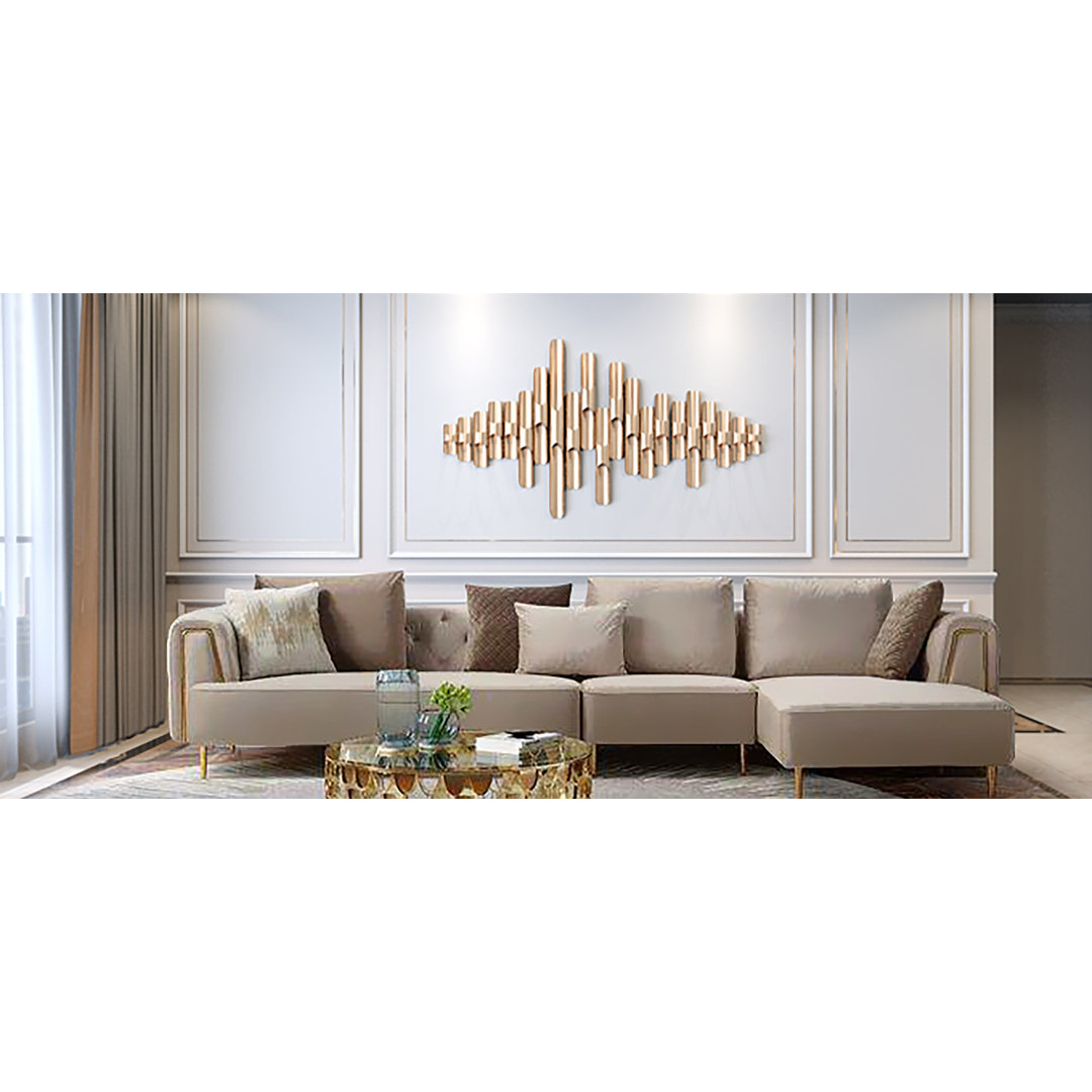 Stoltenberg 141" Wide Velvet Sofa & Chaise Everly Quinn 