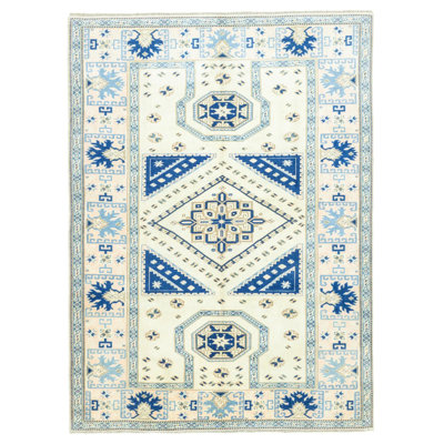 Vintage One-of-a-Kind 6'10" X 9'4" 1980s Wool Area Rug Blue