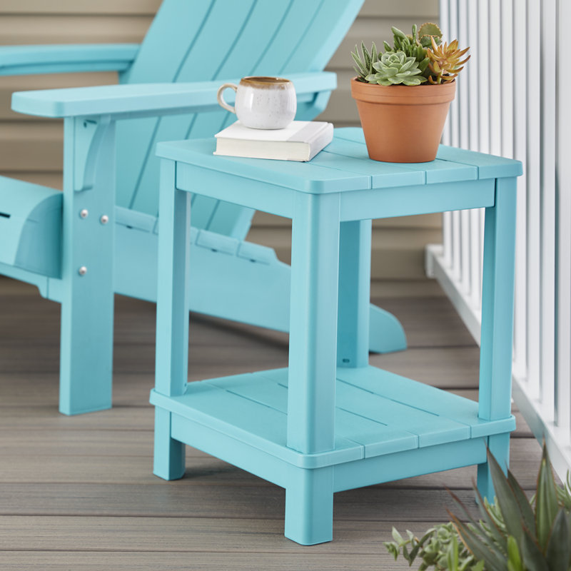 Keter Deluxe Adirondack Side Table Durable Resin Outdoor Double Tier Patio End Table (Choose Color), Teal