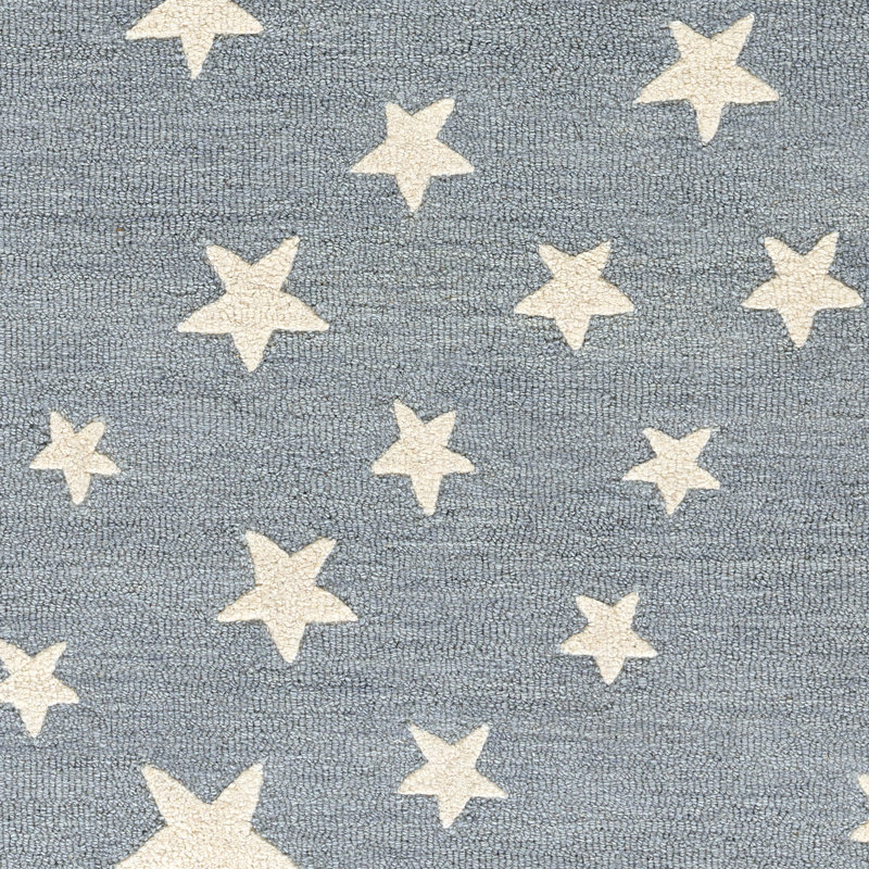 Lola Hand Tufted Wool Moon and Star Blue Area Rug 7'10" X 9'10", Rectangle 7'10" x 9'10"