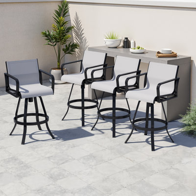 4-Pack 43.31"  Aluminum Outdoor/Patio Swivel Bar Stools With Breathable  Fabric