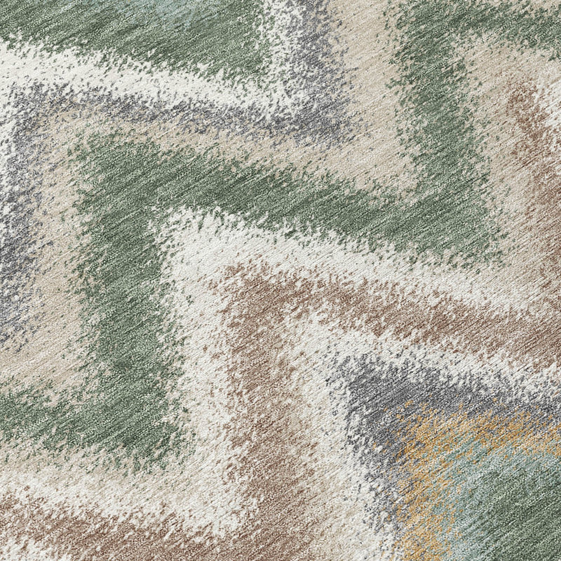 Machine Washable Indoor/Outdoor Chantille ACN2596 Geometric Rug, Basil, 2'6" x 3'10"