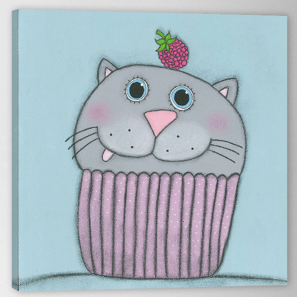 'Kitten with Raspberry' Canvas Art, 24" H x 24" W x 1.5" D