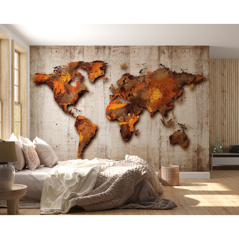 Murale carte du monde Bilboroughs, L 41 po x l 57 po, Bronze