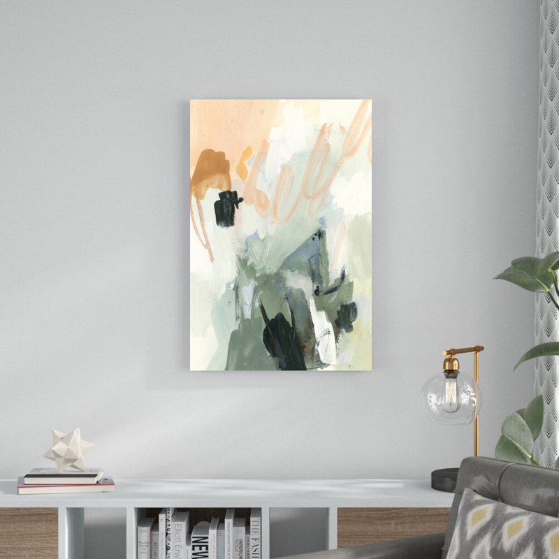 Mousse et pêche I, Toile tendue, H 48 po x l 32 po, Sans cadre