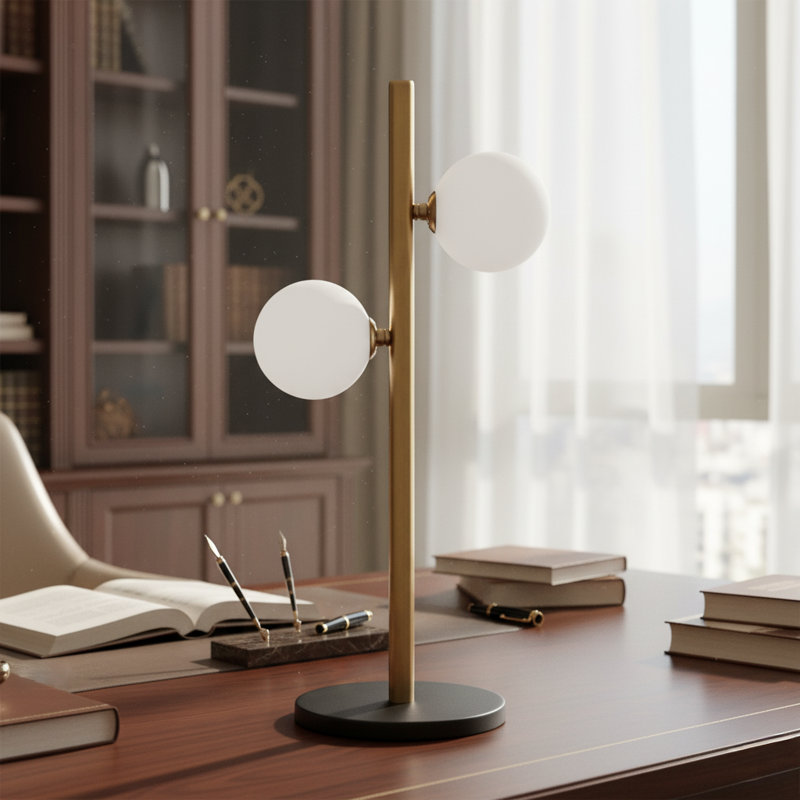 Double Globe Table Lamp, Brown