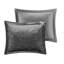 Housse de couette en velours gris pour lit double / grand lit, conception luxueuse avec fermeture à boutons, lavable à la machine, housse incluse, 2 taies décoratives, 1 coussin matelassé à losanges, attaches de coin intérieures, décoration