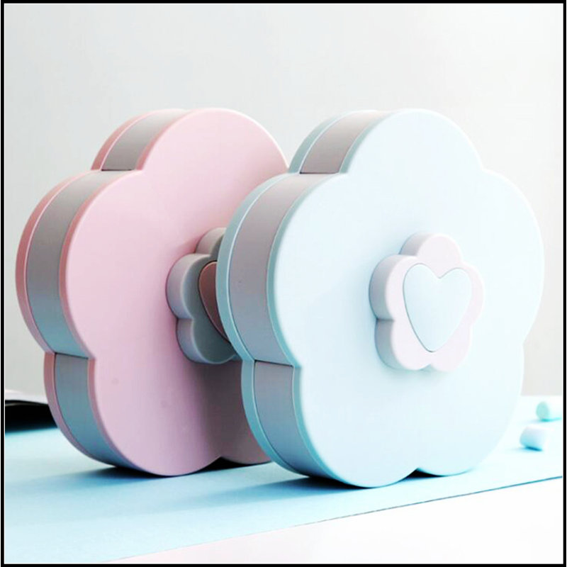 Boîte à bonbons rotative de type fleur avec 10 compartiments pour les collations, les noix et les fruits séchés, fond antidérapant et plastique sans BPA