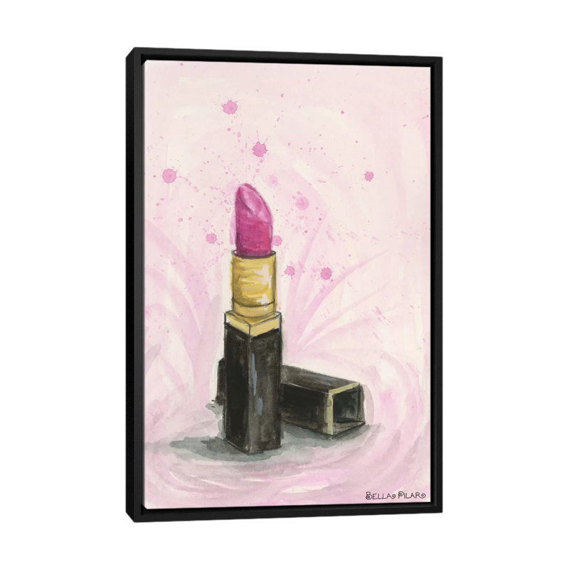 Date Night: Rouge à lèvres, reproduction d'art sur toile tendue, H 26 po x l 18 po x P 1,5 po, Toile avec cadre flottant noir