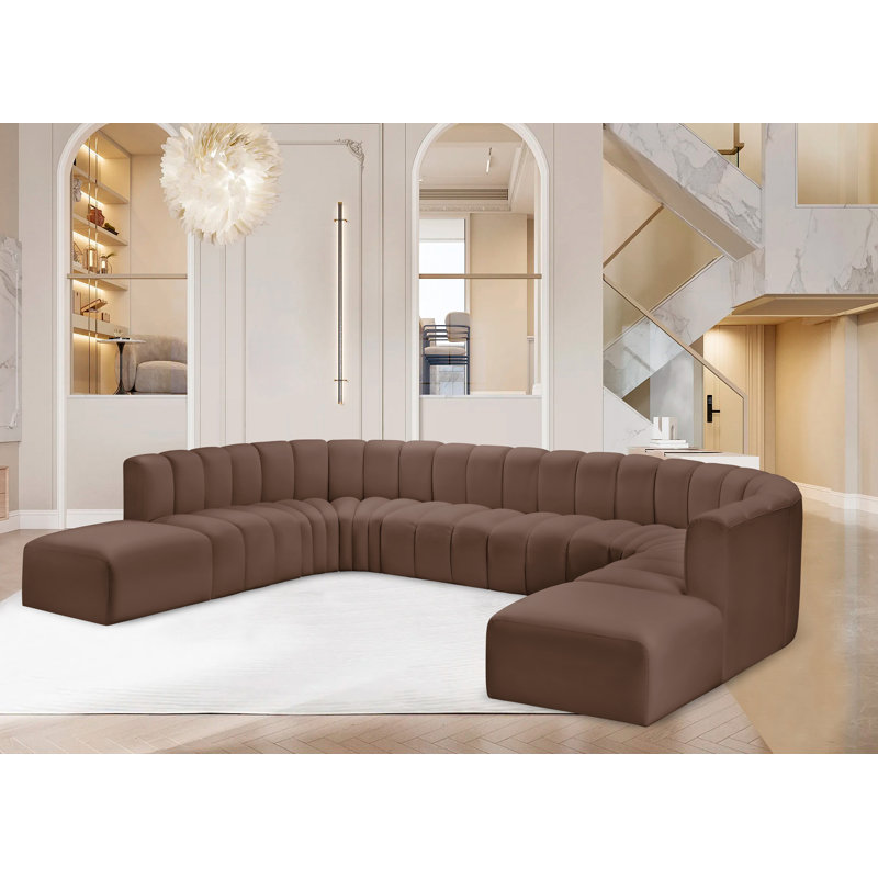 Hopelynn Upholstered 161'' Sofa, Brown Vegan Leather