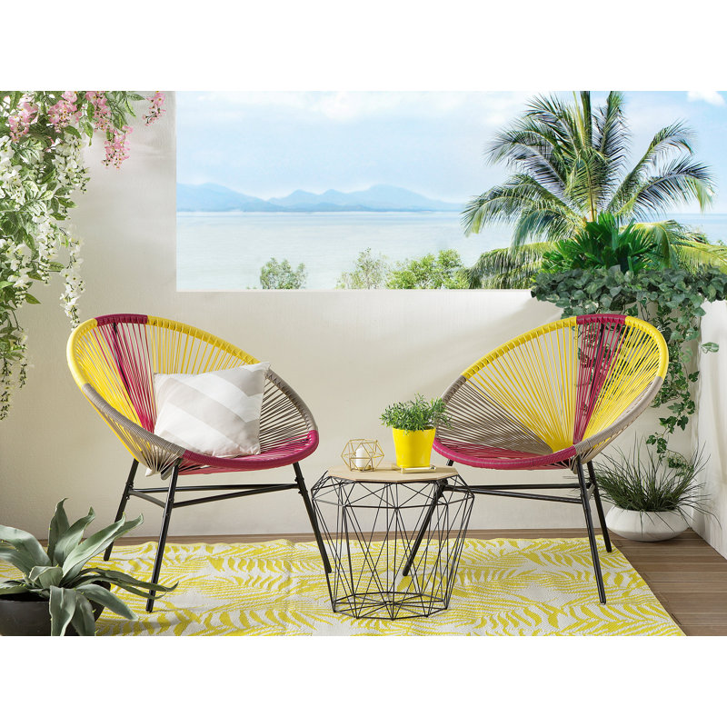 Broseley Outdoor Lounge Chair, Black/Yellow/Pink