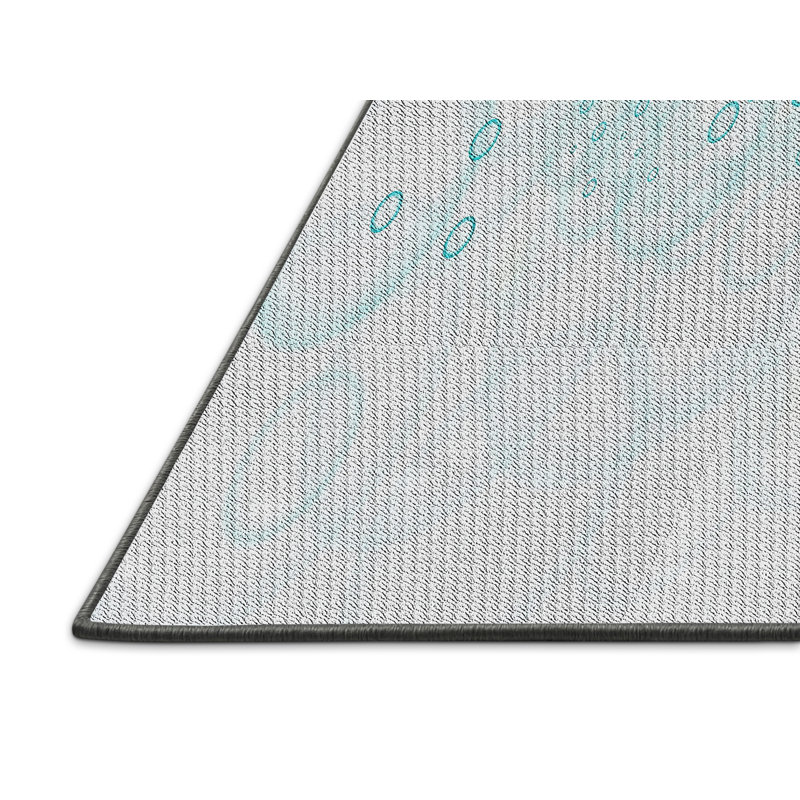 Tapis gris/bleu à motifs, Rectangle 8 pi x 12 pi