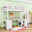 Lit mezzanine en bois Karthika avec bureau en U, tiroirs, échelle et tablettes de rangement-951052710-959556299