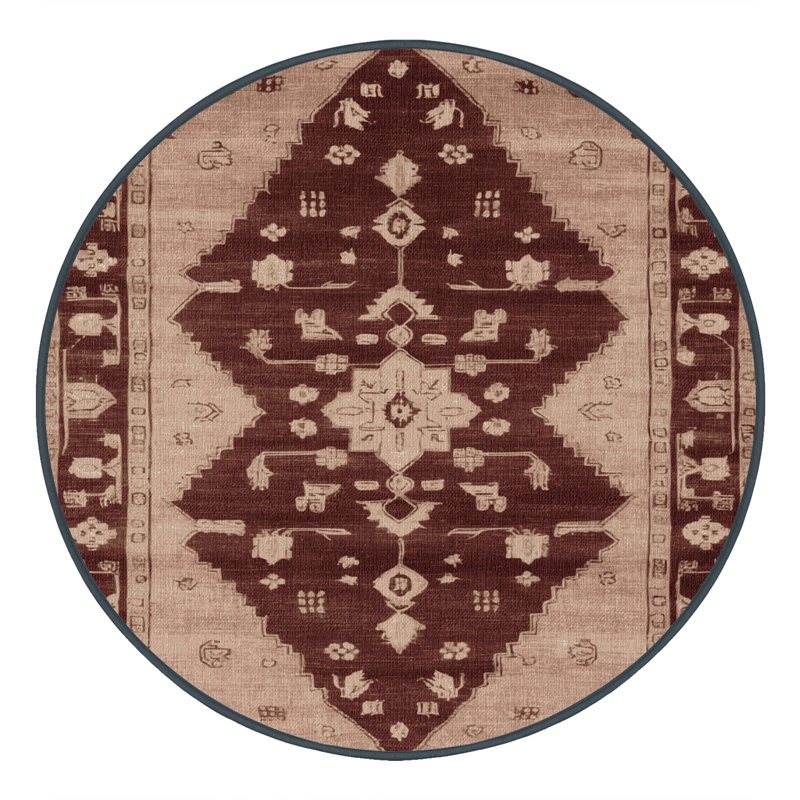 Machine Washable Overdyed Black Area Rug, Round 3'