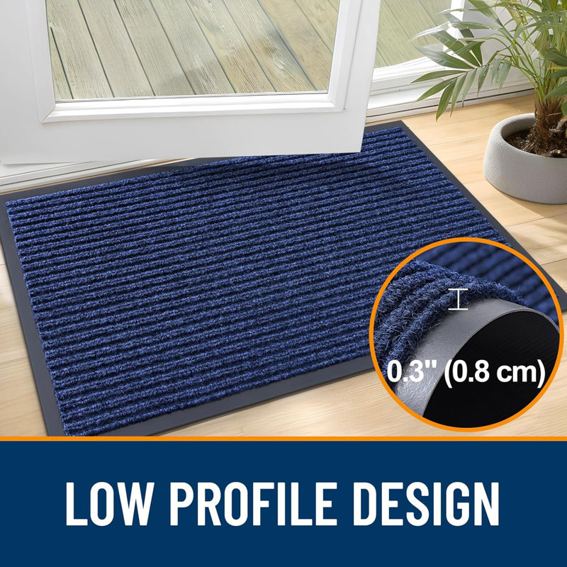 Tapis de porte imperméable et résistant, Bleu, 35" x 23"