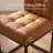 Modern Counter Height Bar Stools, 25 inch Checkered Wiring Thick Upholstered Barstools with Back Sturdy Metal Legs, Brown Faux Leather Counter Stools for Kitchen Island (Set of 3)-880095164-880792712
