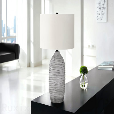 Table Lamp - 27"H, Grey Resin Material