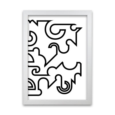 Abstract Black And White Minimal Line Right - Print