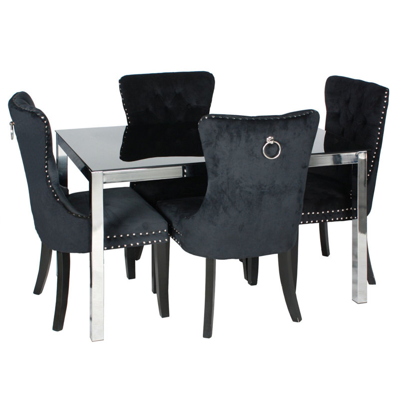 Ensemble repas 4 personnes Meryn, Noir