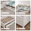 Lit de jour blanc en L simple avec rangement et bibliothèque pour deux personnes - Structure de lit d'angle-1335724437