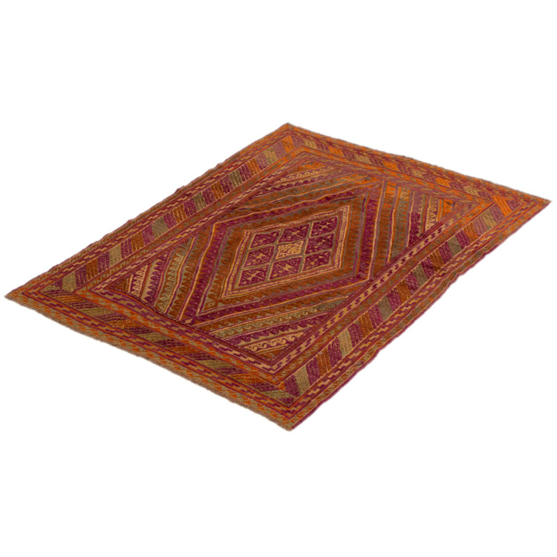 Tapis mauve en laine noué à la main de conception unique 4 pi 10 po x 5 pi 11 po New Age
