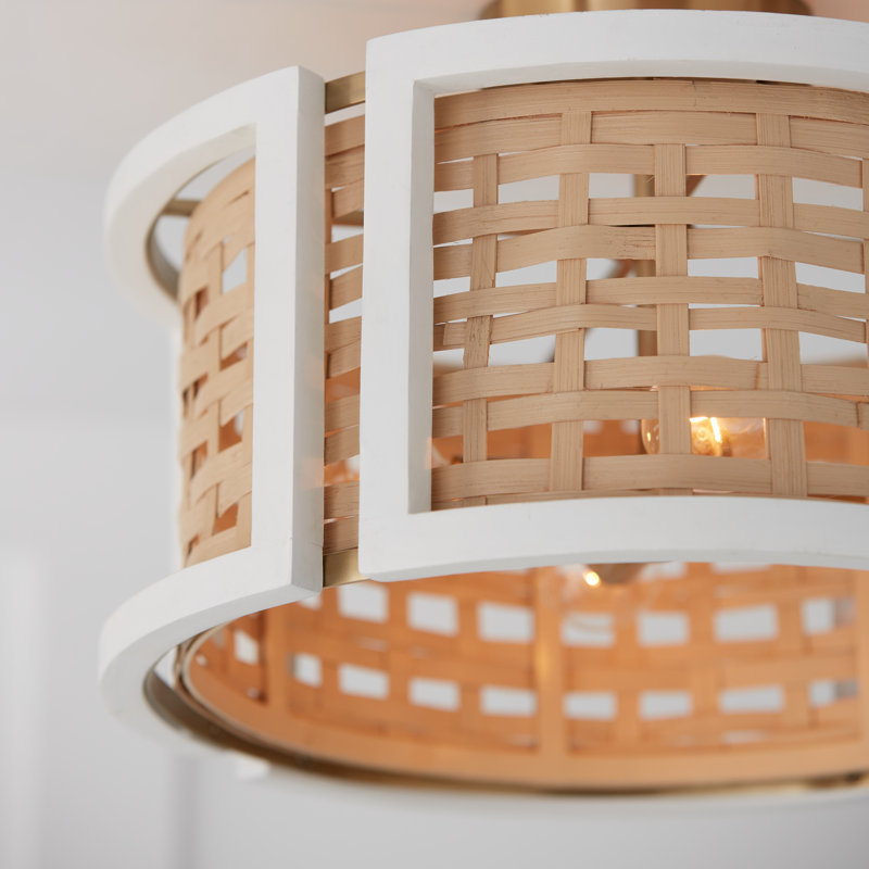 4 - Light Flat White/ Matte Brass Drum Pendant