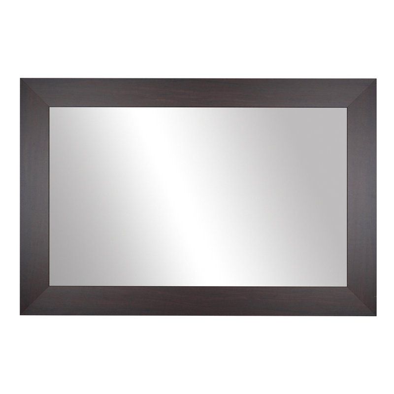 Shmuel Wood Framed with Safety Backing Ideal for Bathroom / Vanity Mirror, Dark Walnut, 32" x 44"