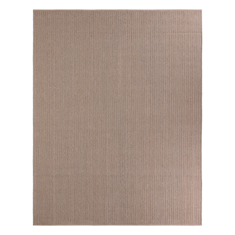 Tapis intérieur / extérieur brun clair tissé à la main Cullen, Rectangle 7 pi 6 po x 9 pi 6 po